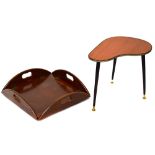 A 1960s retro mahogany topped occasional table of shaped form,