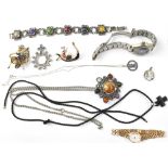 Various items of costume jewellery to include a Lalique black glass cross pendant with silver hoop,
