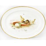 MINTON, ANTONIN BOULLEMIER (1839-1900); a hand painted oval serving plate,