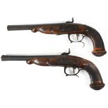 A pair of 19th century percussion cap duelling pistols with 8.