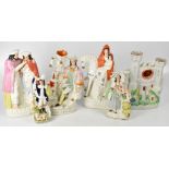 A group of six late 19th/early 20th century Staffordshire figures,