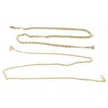 Two 9ct gold necklaces to include a flat link chain,