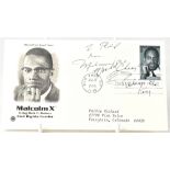 MUHAMMAD ALI; a 1999 Malcolm X first day cover bearing Ali's signature inscribed,