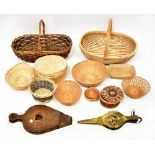 A quantity of baskets of various forms, together with two pairs of bellows (af).