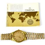 OMEGA; a gentlemen's gold plated and stainless steel automatic bracelet watch, 36mm,