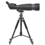 A large Bresser field spotting scope with 25X-75X adjustable eyepiece and 90mm objective lens,