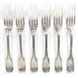 A set of six hallmarked silver small 'Old English' pattern forks,