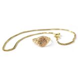 A 9ct gold thin bracelet with hoop clasp, length approx 24cm,