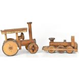 Two Dent Crafts Centre wooden and metal mounted engines,