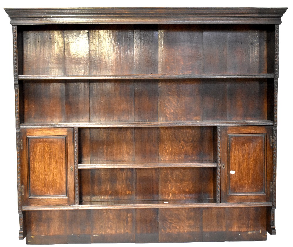 An early 19th century oak mule chest, lift-up top above six faux doors, - Image 2 of 7