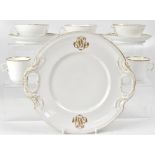 A Victorian white fine bone china tea and coffee service, teacups, coffee cups, saucers, plates,