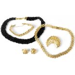 A parure set of Ciro jewellery in gilt articulated metal with heart-shaped motif,