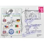 LEEDS UNITED; a first day cover bearing multiple signatures including Billy Bremner, Don Revie,