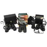 Four pairs of binoculars to include a Bushnell 8x Trophy field binoculars,