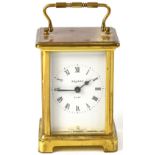 BAYARD; a 20th century French brass carriage clock, the white dial set with Roman numerals,