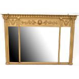 A 19th century rectangular overmantel mirror,