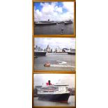 Three photographs of the Three Queens in the River Mersey, Queen Mary I,