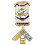 A 9ct gold and enamel Masonic medal with attached 9ct gold set square for 'Otterspool Lodge No.