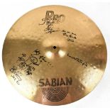 GENESIS; a Sabian Pro 20" cymbal signed by all four band members Phil Collins, Mike Rutherford,