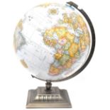 A vintage Replogle 12" diameter globe World Classics Series, on a stepped metal base, height 42cm.