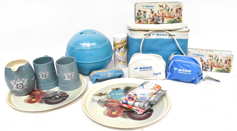 A quantity of mainly airline related items to include a BOAC ice bucket in the form of a globe,