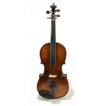 A full-size Maggini violin with two-piece back length 36.4cm, with double purfling inlay and