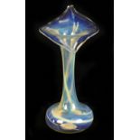 ATTRIBUTED TO CLUTHA; an art glass jack-in-the-pulpit type posy vase with flared rim, height 17cm.