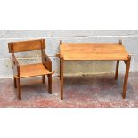 HANS WEGNER; a 1950s 'Peter' child's foldaway table and matching chair, length of table 65.5cm,