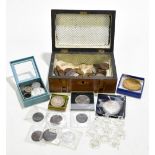 A collection of assorted coins including an Austrian Maria Theresia Thaler, dated 1780, etc, also