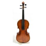 An interesting full-size violin with one-piece back length 36cm and intricate penwork decoration