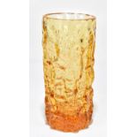 GEOFFREY BAXTER FOR WHITEFRIARS; a full lead crystal medium sized bark effect vase decorated in gold