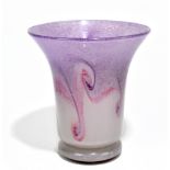 VASART; a contemporary vase of flared form with internal purple and pink mottled and swirling