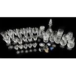 ROYAL BRIERLEY; a part suite of assorted glassware with etched floral decoration, assorted glassware