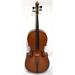 A full-size violoncello, probably German, the two-piece back length 75.8cm, no interior label,