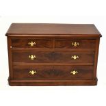 A Victorian mahogany chest of two short over two long drawers, raised on plinth base, width 118cm,