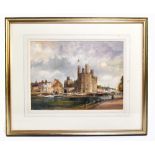 IVAN TAYLOR (born 1946); oil, 'Caernarfon Castle', signed with artist's biographical detail verso,