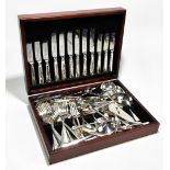A silver plated cased canteen of cutlery, the knives inscribed 'Arthur Price of England', sold