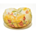 DAUM NANCY; a cameo glass quatrefoil bowl with floral decoration on an amber and frosted glass body,