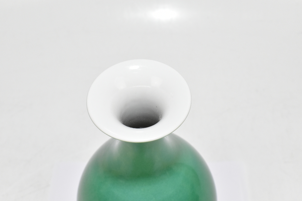 A Chinese porcelain apple green glazed Yuhuchunping shaped vase, bears Qianlong seal mark and - Image 4 of 18