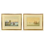 J THURGAR NORMAN; two watercolours including an example with sailing vessels on quiet seas, signed
