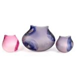 SARAH CABLE; three contemporary ‘Hula’ vases, each with internal stylised decoration, height of