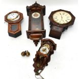 R. SEALEY WINDSOR; a 19th century mahogany drop dial wall timepiece, a walnut and stained beech