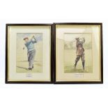 DAVID STRIBBLING; a pair of pencil and watercolours, portraits of Bobby Jones and Charles Blair