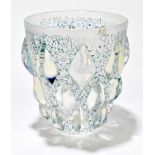 RENE LALIQUE; an opalescent and moulded glass vase 'Rampillon', embossed stencil mark to the