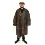 A gentleman's vintage tan leather motorcycle coat, length approx 118cm.Additional InformationThe