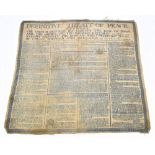 An early 19th century printed silk ‘Definitive Treaty of Peace’ the French Republic, his majesty the
