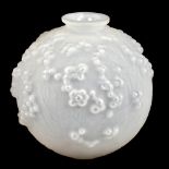 RENÉ LALIQUE (1860-1945); a globular frosted glass vase decorated in the 'Druide' pattern, signed