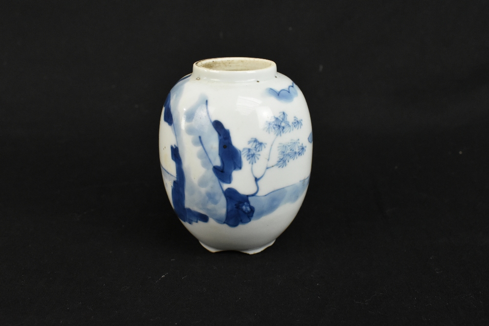 An 18th / 19th century Chinese blue and white spherical bowl, decorated throughout with figures in a - Image 12 of 29