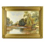 J L WARDLEWORTH; a large watercolour, 'On the Wharfe, Bolton Woods', signed, 50 x 73.5cm, in