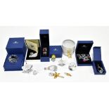 SWAROVSKI; a collection of assorted glass figures and costume jewellery including a model of mouse